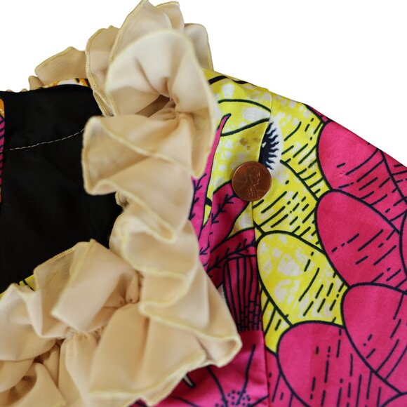 Vintage 1960s African Waxhaus Hummingbird Print Two-Piece Set Super Wax Cotton - Picture 12 of 17